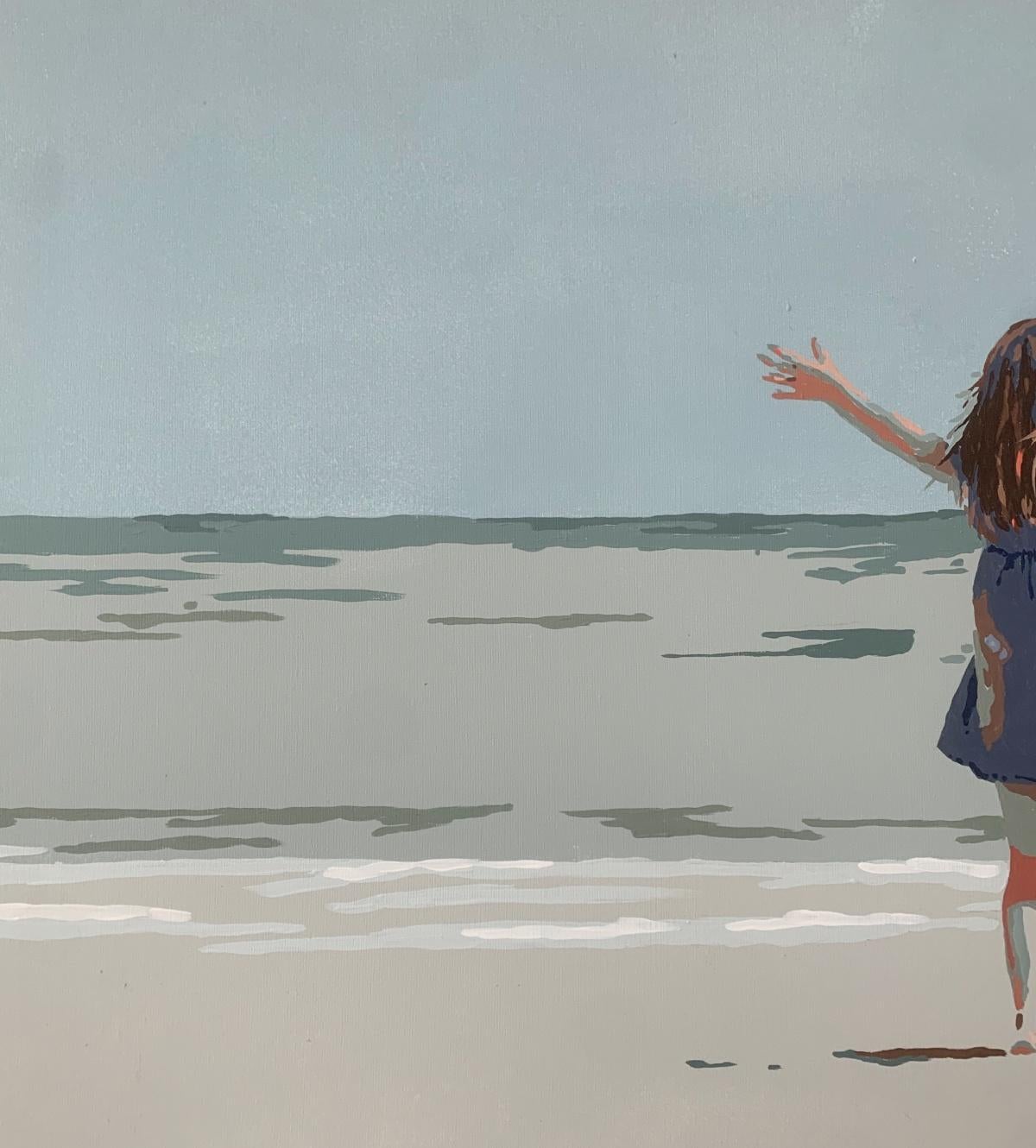 A distancia. Pintura acrílica figurativa, Minimalismo, Arte pop, Arte polaco - Portrait Painting Gris de Joanna Woyda
