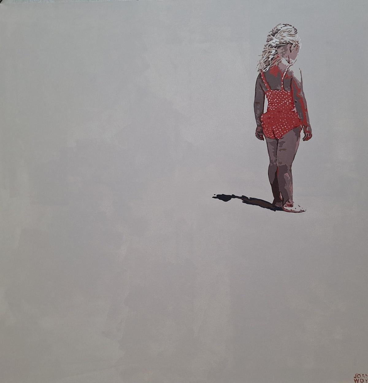 A Girl in Red Swimsuit. Figurative Painting, Minimalism, Pop art, Polish art