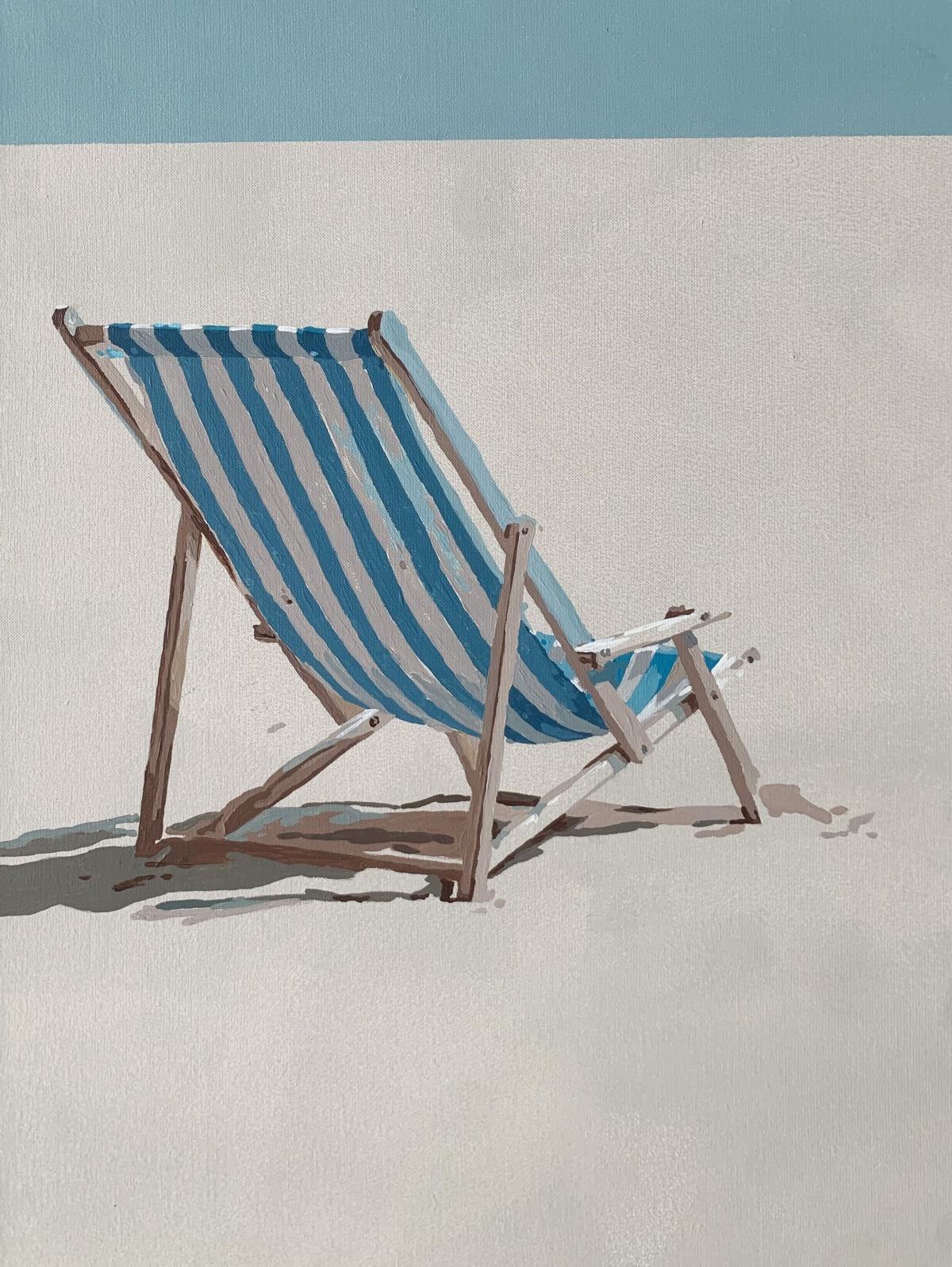 Una tumbona. Pintura acrílica figurativa, Minimalismo, Arte pop, Arte polaco - Painting de Joanna Woyda