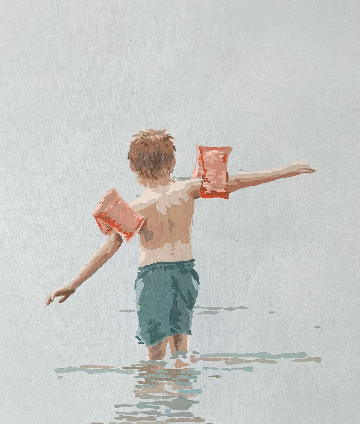 Strand. A sleeve - Figuratives Acrylgemälde, Minimalismus, Pop-Art – Painting von Joanna Woyda