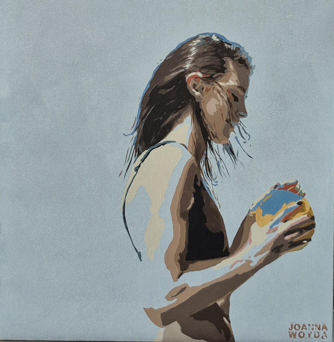 Figurative Painting de Joanna Woyda - Balón de Playa Pintura Acrílica Figurativa, Verano, Mar, Minimalismo, Pop art