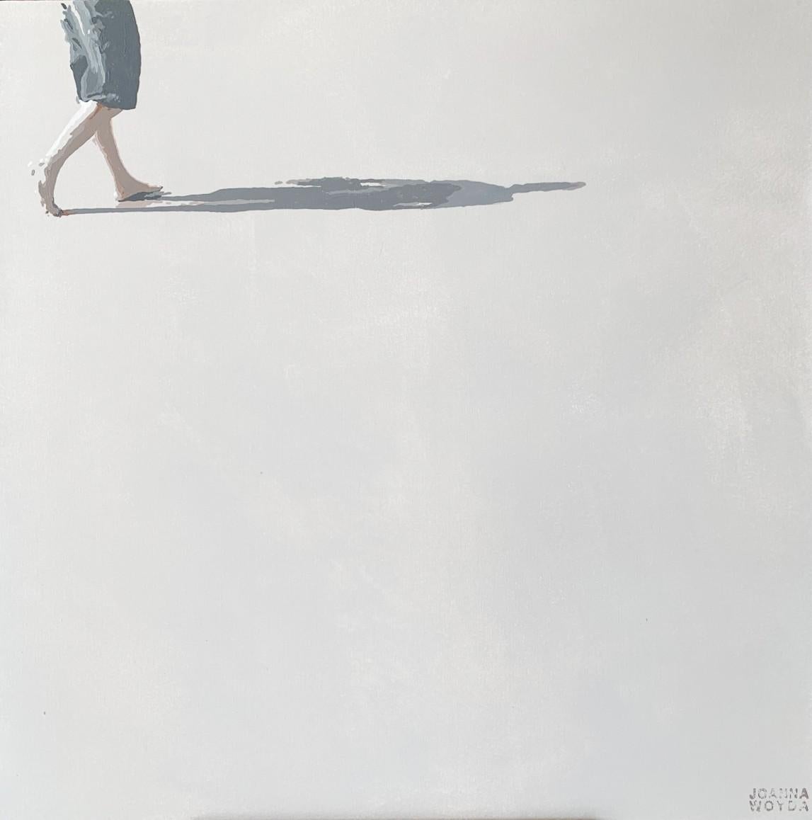 Joanna Woyda Portrait Painting - Beach. Getting out - Figurative Acrylic Painting, Minimalism, Pop art