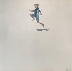 Correr por la playa. Pintura acrílica figurativa, Minimalismo, Arte pop, Arte polaco
