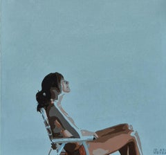 Beach - Suntan: Figurative Acrylic Painting, Minimalism, Pop art, Polish art