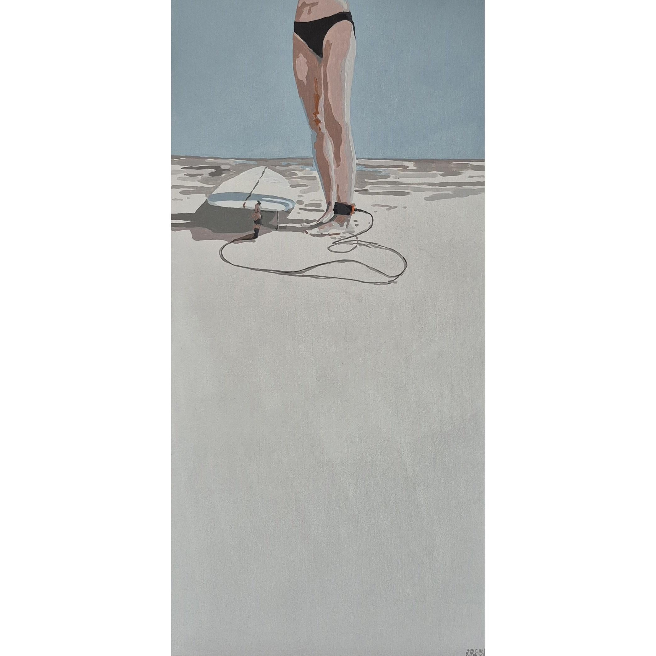 Plage Surf Figurative Peinture acrylique, Eté, Mer, Minimalisme, Pop art - Painting de Joanna Woyda