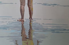 Strand. Wandern. Figuratives Acrylgemälde, Minimalismus, Pop-Art, Polnische Kunst