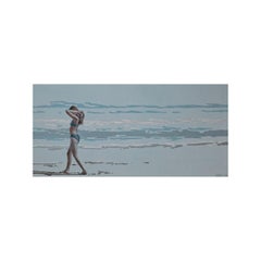 La plage. La marche. Peinture - Figuratif acrylique, minimalisme, pop art, art polonais