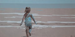 Beach. Waves. Figurative Acrylic Painting, Minimalism, Pop art, Polish art