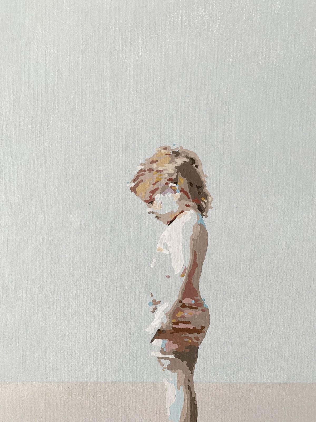 La plage. Avec un seau - Peinture figurative en acrylique, minimalisme, pop art - Painting de Joanna Woyda