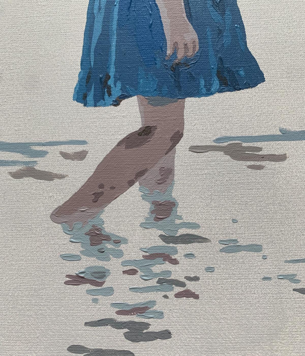 Vestido azul. Pintura acrílica figurativa, Minimalismo, Arte pop, Arte polaco - Painting de Joanna Woyda