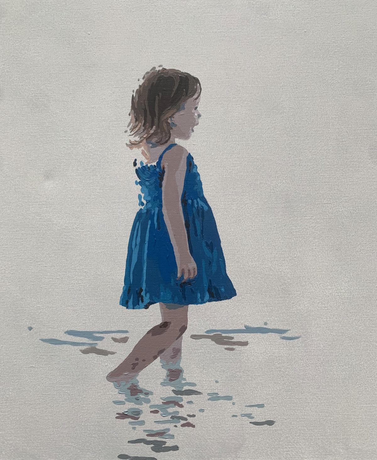 Vestido azul. Pintura acrílica figurativa, Minimalismo, Arte pop, Arte polaco 1
