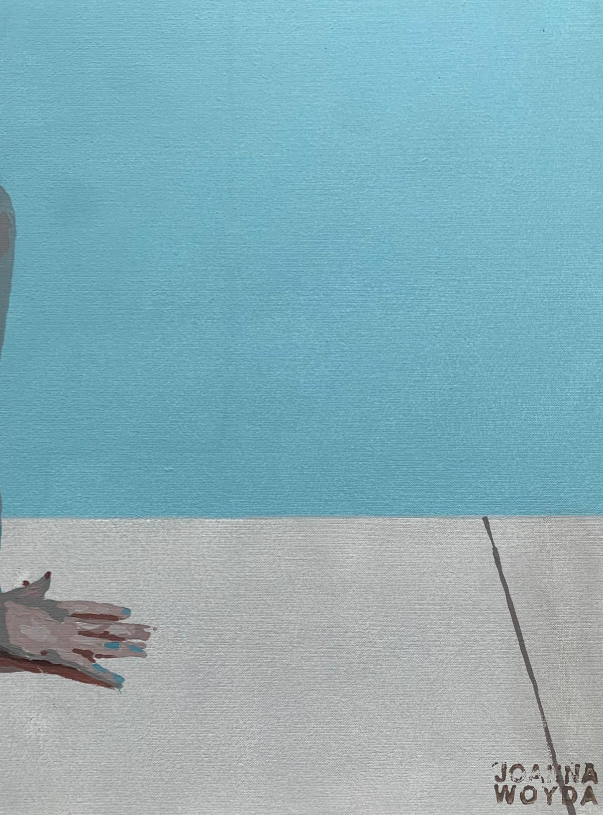 Junto a la piscina. Pintura acrílica figurativa, Minimalismo, Arte pop, Arte polaco - Painting de Joanna Woyda