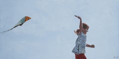 Girl with a kite. Figurative Acrylic Painting, Minimalism, Pop art, Polish art