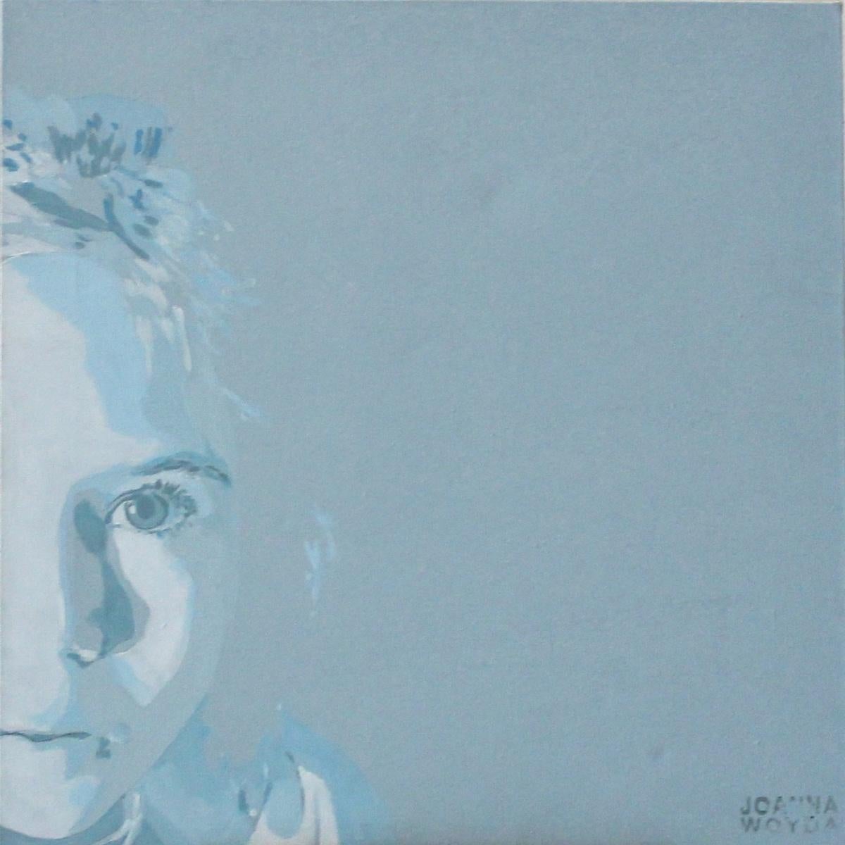 Joanna Woyda Portrait Painting - Hania - Figurative Painting, Portrait, Monochomratic blue, Child, Pop art