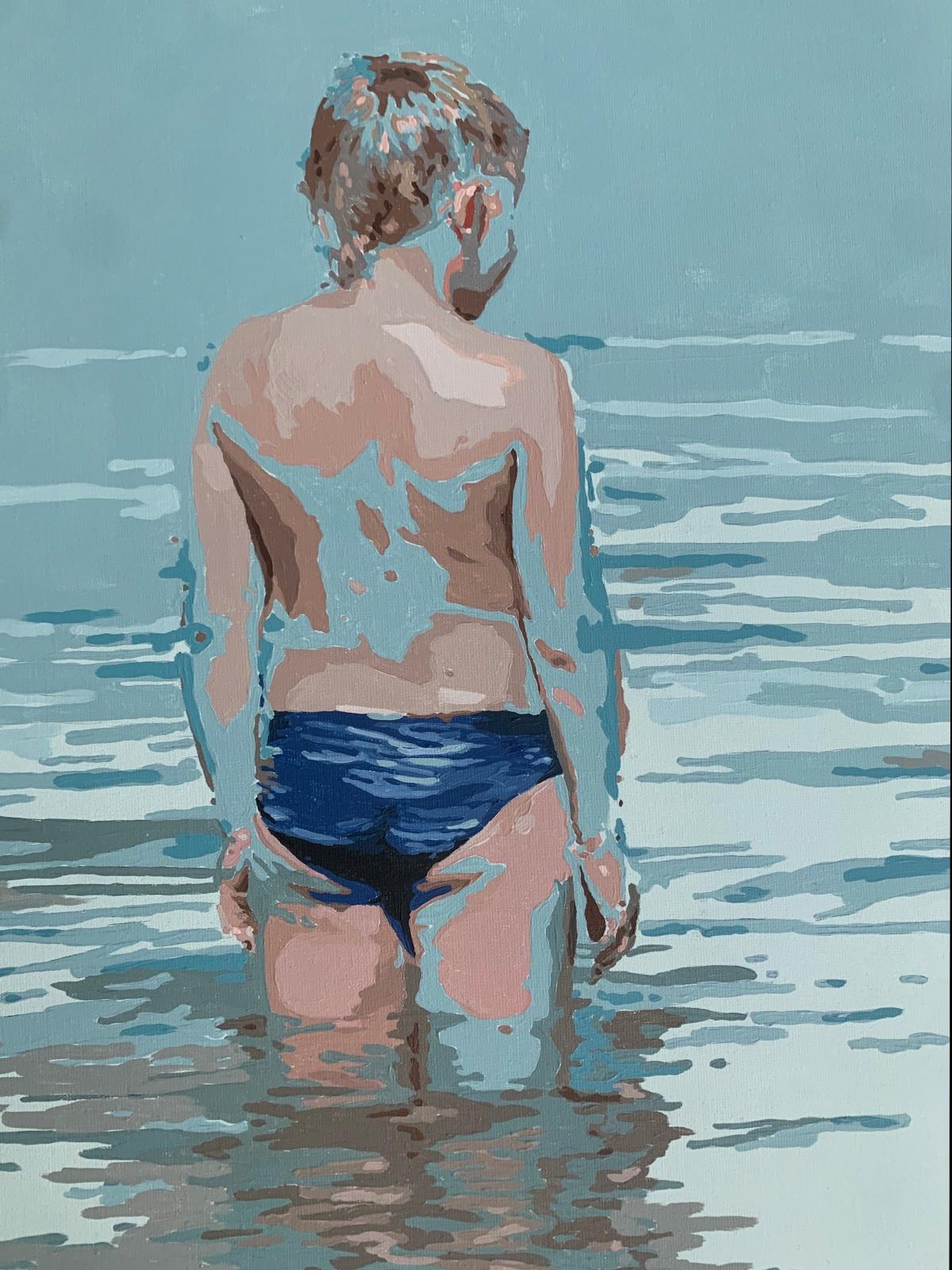 En el agua. Pintura acrílica figurativa, Minimalismo, Arte pop, Arte polaco - Painting de Joanna Woyda