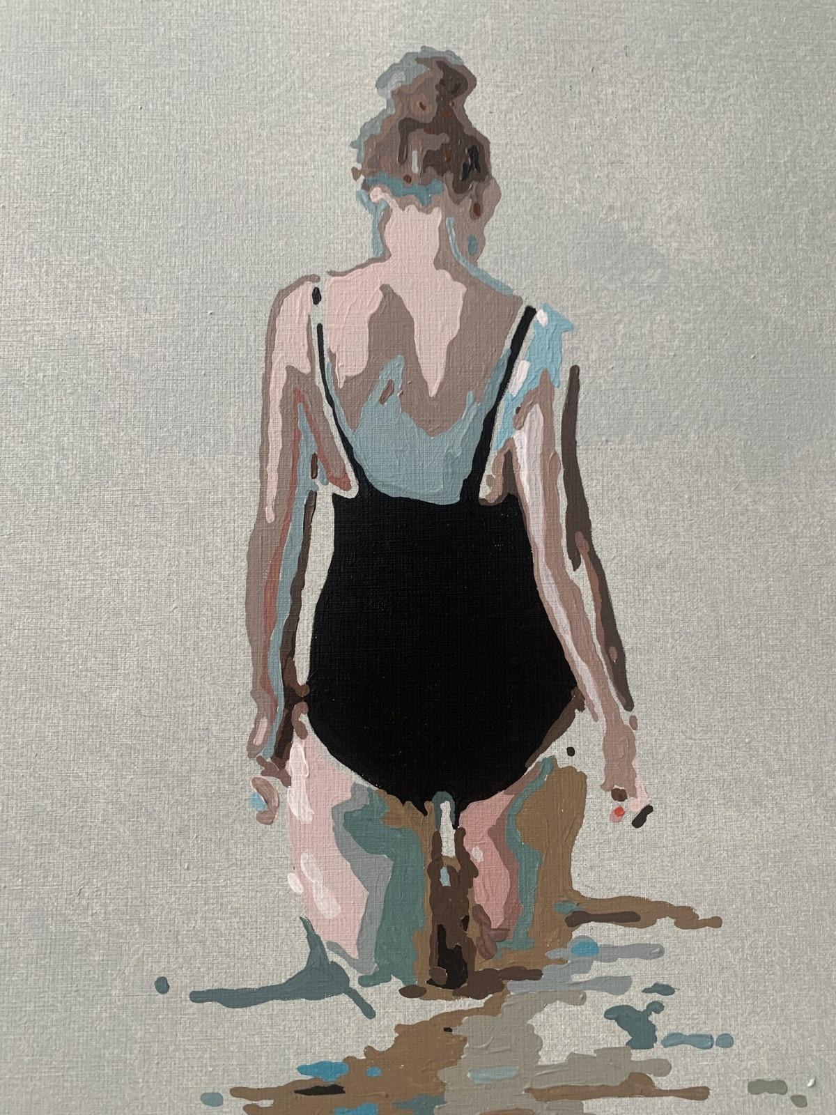 En el agua - Pintura acrílica figurativa Minimalismo Arte pop Artista polaco - Painting de Joanna Woyda