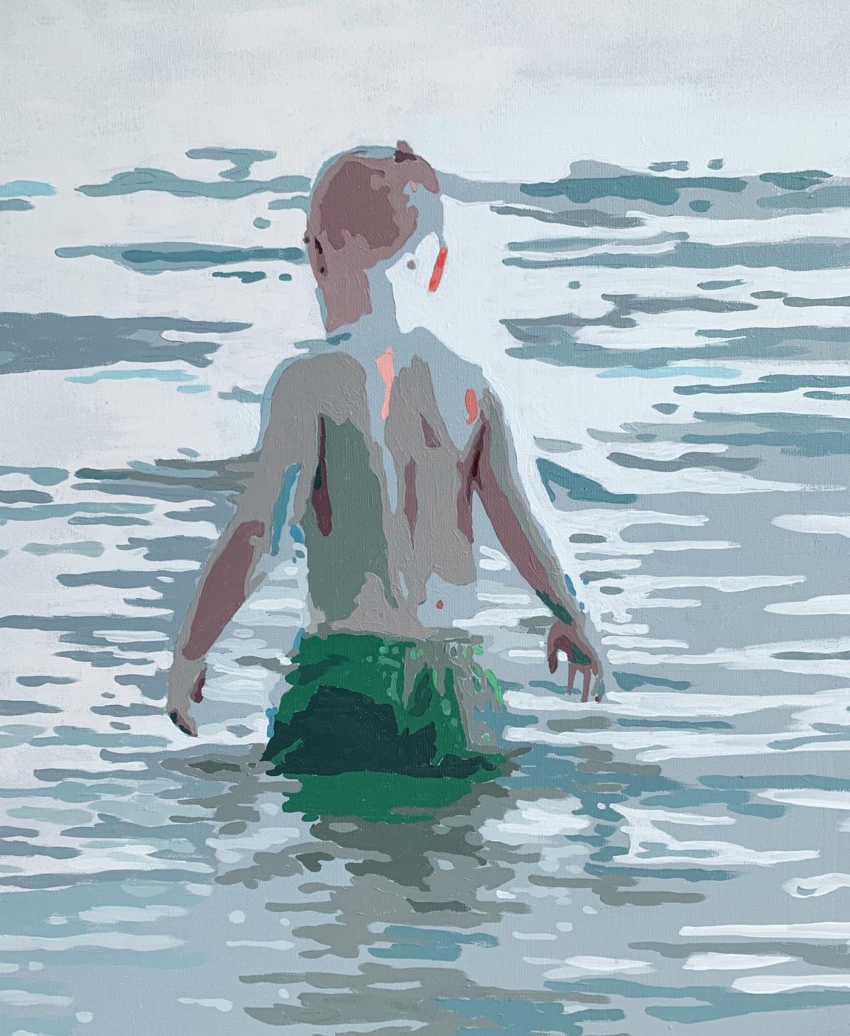 En el agua. Pintura acrílica figurativa, Minimalismo, Arte pop, Arte polaco - Painting de Joanna Woyda