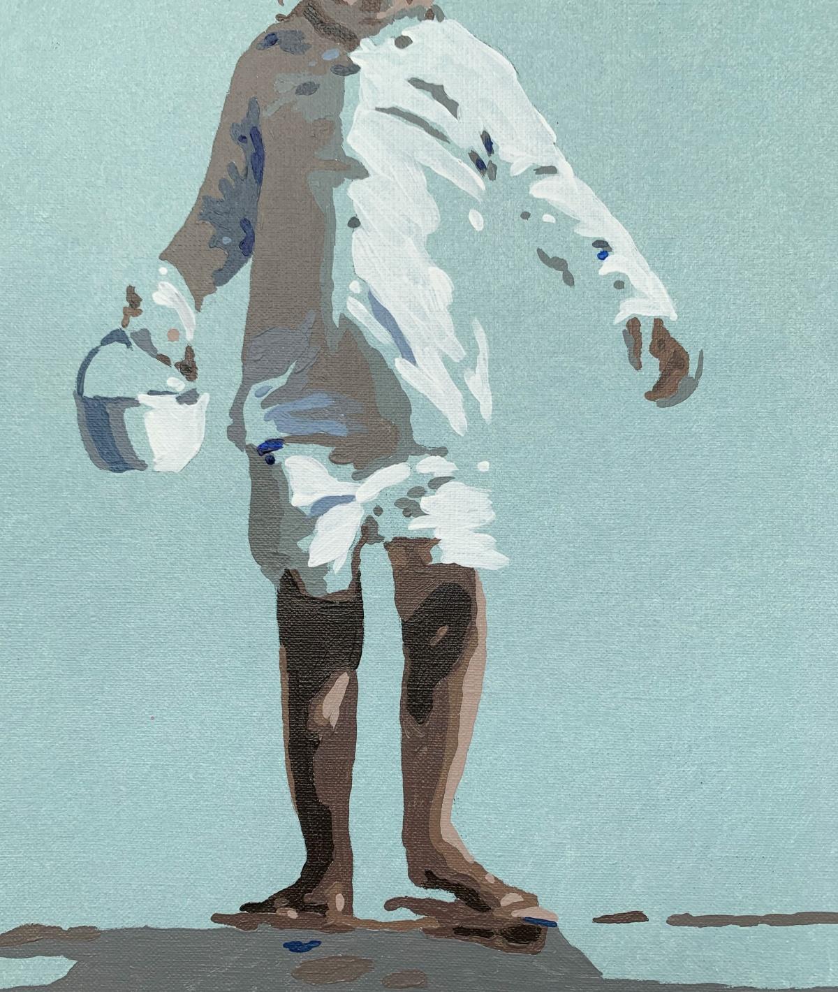 En blanco. Pintura acrílica figurativa, Minimalismo, Arte pop, Arte polaco - Figurative Painting Azul de Joanna Woyda