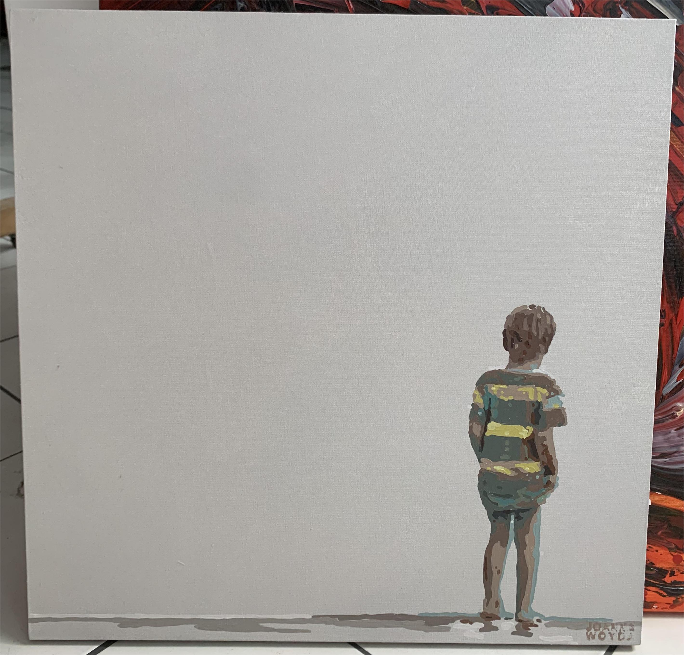 Joanna Woyda Figurative Painting – In der Ferne. Figuratives Acrylgemälde, Minimalismus, Pop-Art, Polnische Kunst