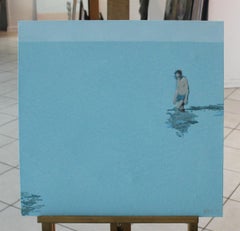 Man in a water - XXI Century Acrylic Painting, Minimalism, Muted Colors