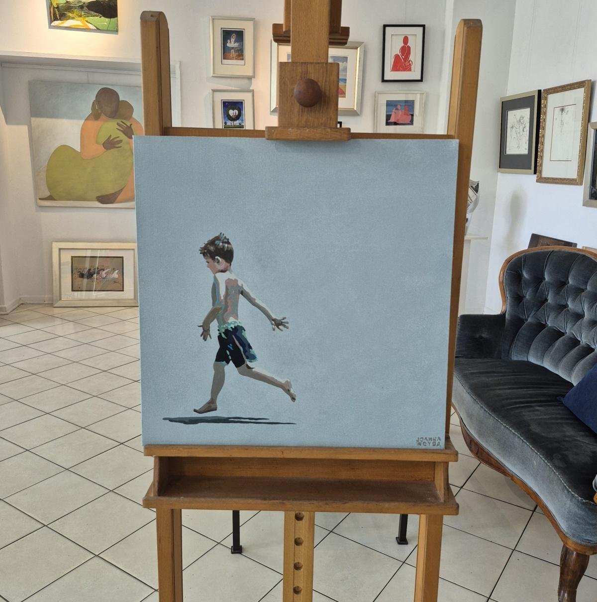 Auf der Flucht. Figuratives Acrylgemälde, Minimalismus, Pop-Art, Polnische Kunst – Painting von Joanna Woyda