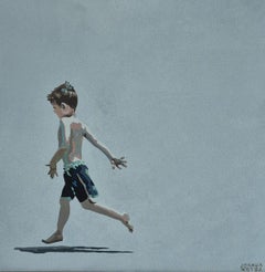 Auf der Flucht. Figuratives Acrylgemälde, Minimalismus, Pop-Art, Polnische Kunst