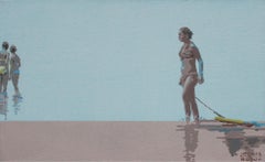 The Beach. Three women - XXI century, Figurative painting, Red