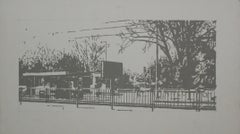 Warsaw 3 – Zeitgenössisches Acrylgemälde auf Papier, monochrom, Stadtansicht