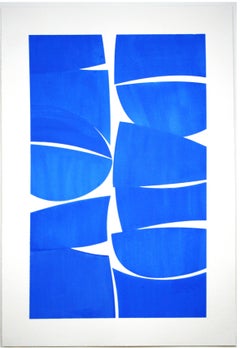 Cobalt 38- cobalt blue  gouache on handmade paper framed in white