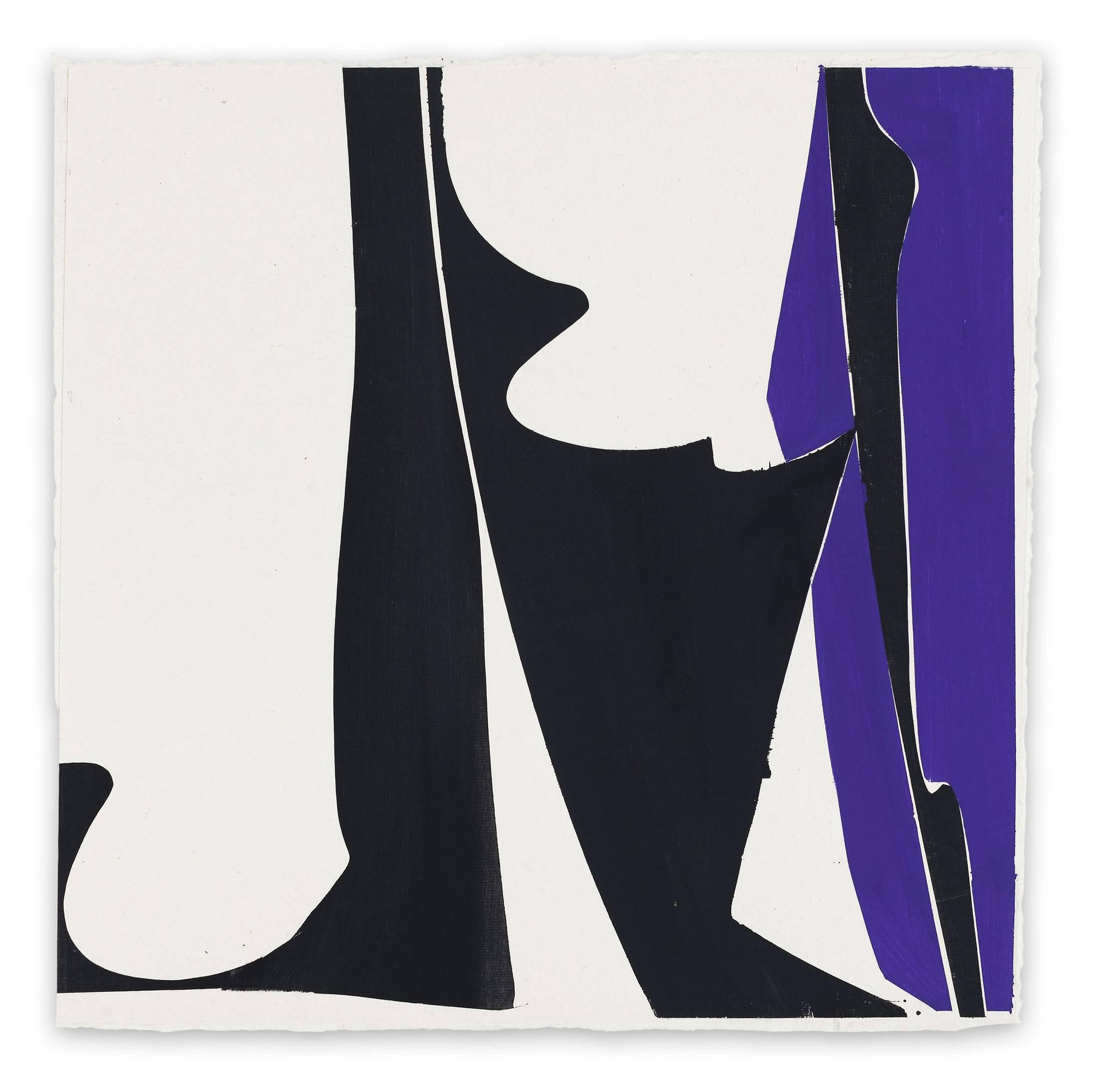 Joanne Freeman Abstract Drawing – Deckel 13-Blau Schwarz (Abstraktes Gemälde)