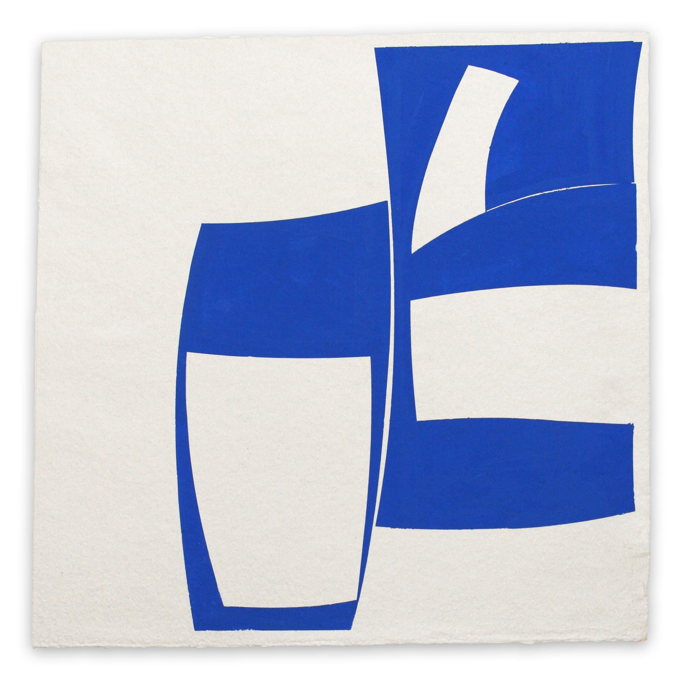 Covers 24 Blue (Abstract Painting)

Gouache on handmade paper - Unframed.

Joanne Freeman's works on paper are made with gouache on handmade Indian Khadi paper.
She uses tape to mask out shapes and employ hard edges, working spontaneously, placing