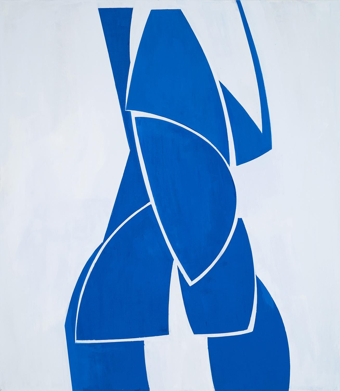 Joanne Freeman
Midnight Lace, 2018
oil on linen
48 x 42 in.

This abstract oil painting on linen features bold blue geometric shapes on a white background with century flair.

"My drawings and paintings utilize geometry and are influenced by
