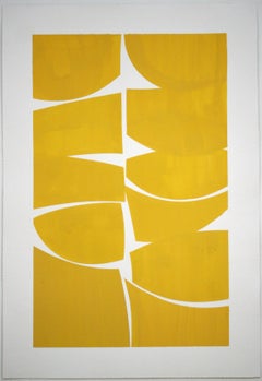 Naples 38 A-  Naples yellow gouache on handmade paper framed in white