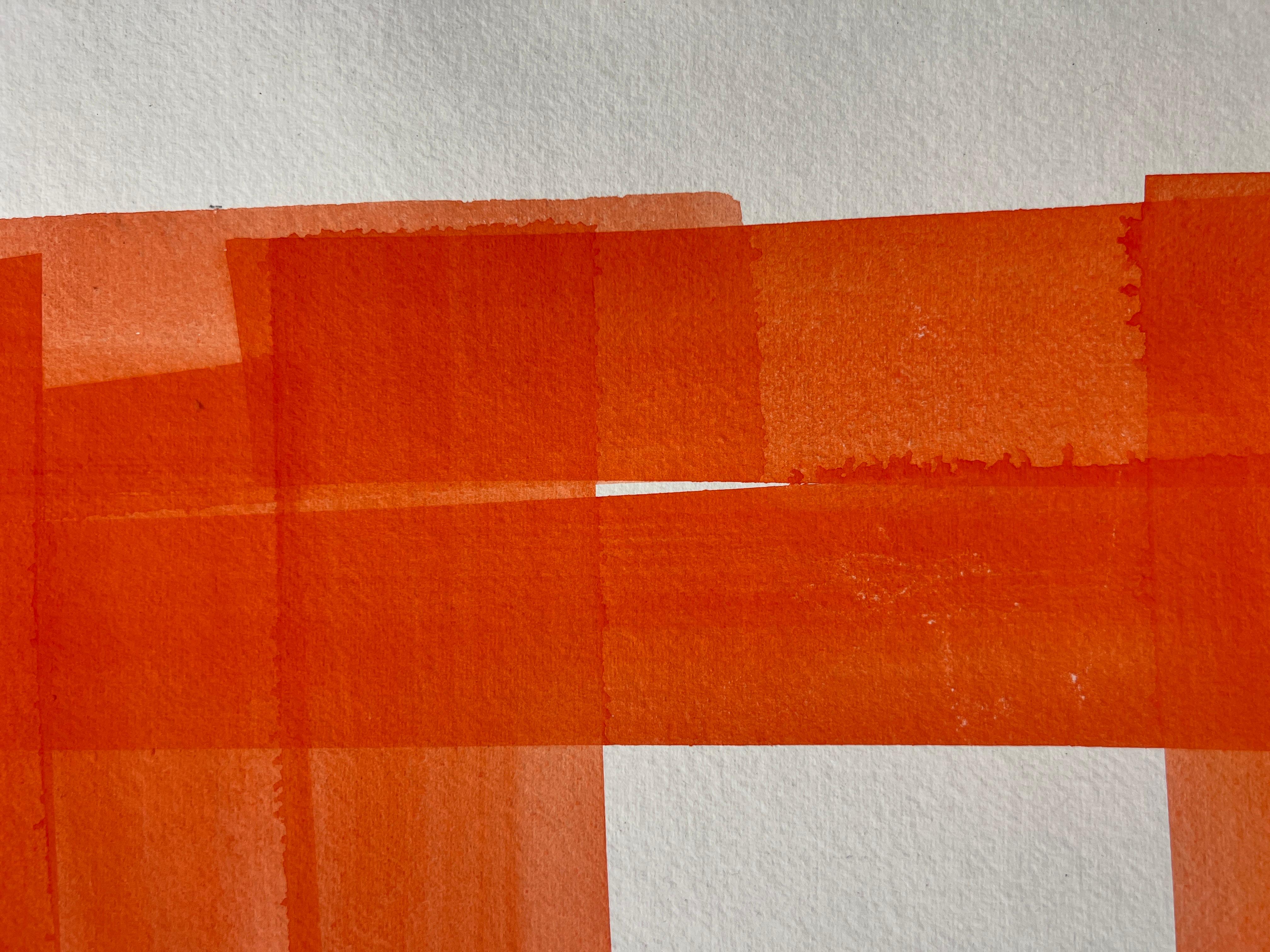 Squares and Strokes (Cad light_22) 2025, gouache on handmade paper, 28 x 20 in. - Painting by Joanne Freeman