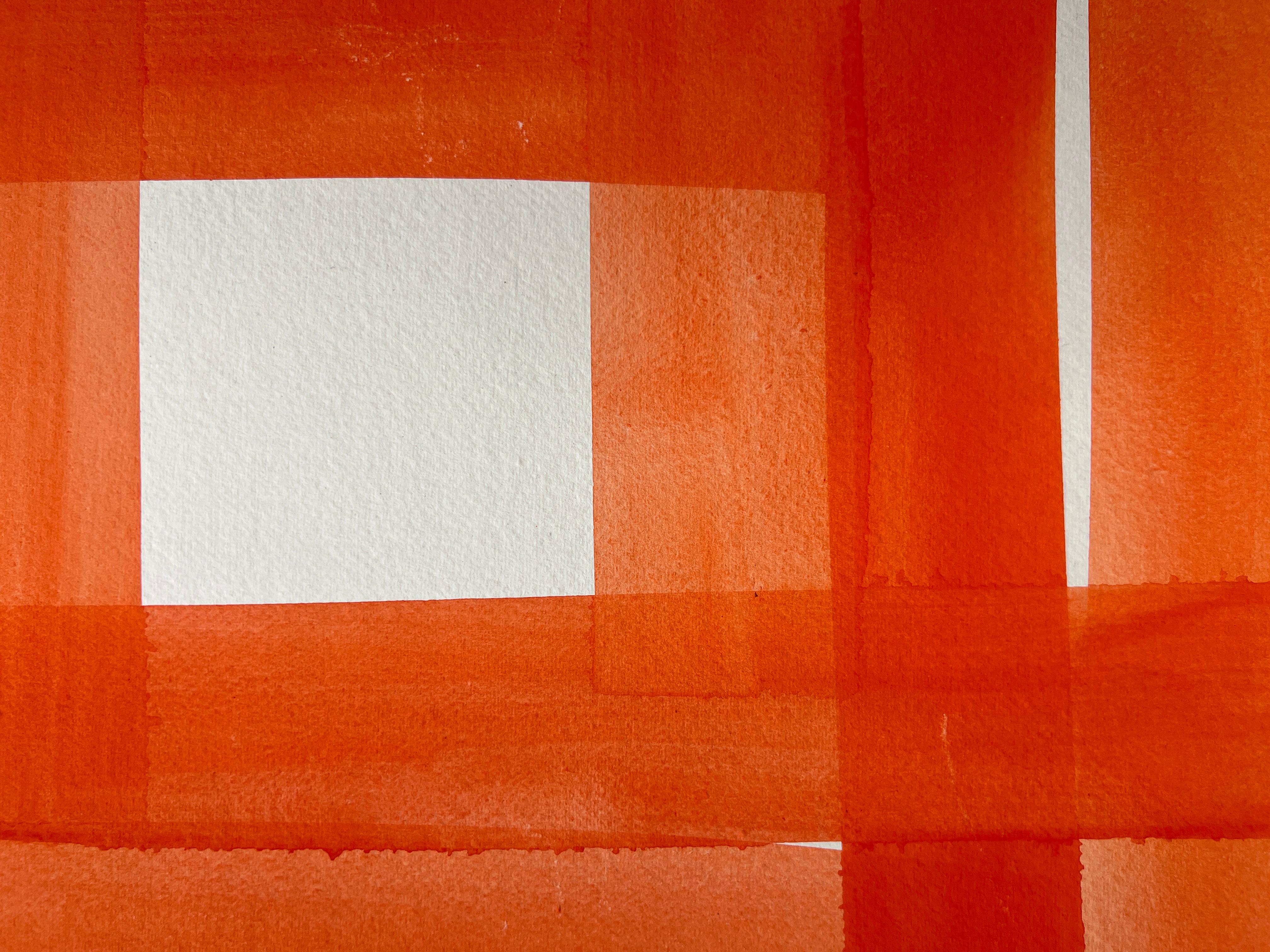 Squares and Strokes (Cad light_22) 2025, gouache on handmade paper, 28 x 20 in. - Abstract Painting by Joanne Freeman