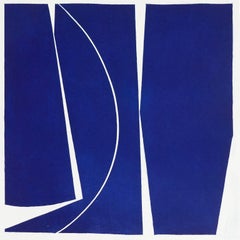 Covers Four Ultramarine, abstract aquatint print, mid-century modern, deepblue