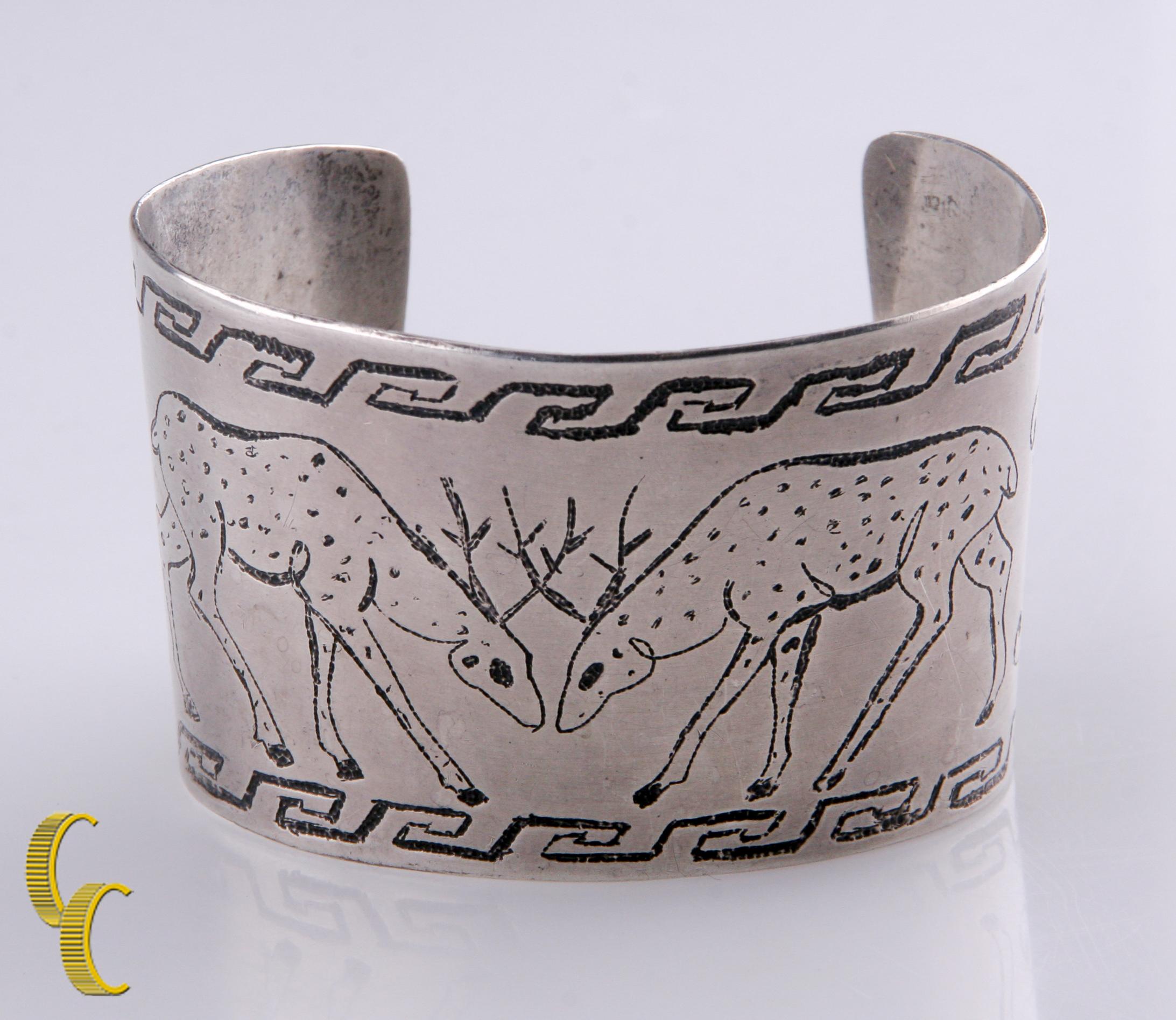 Bracciale con cervo in argento 925 di Joann Fritsch, misura 7 In condizioni buone in vendita a Van Nuys, CA