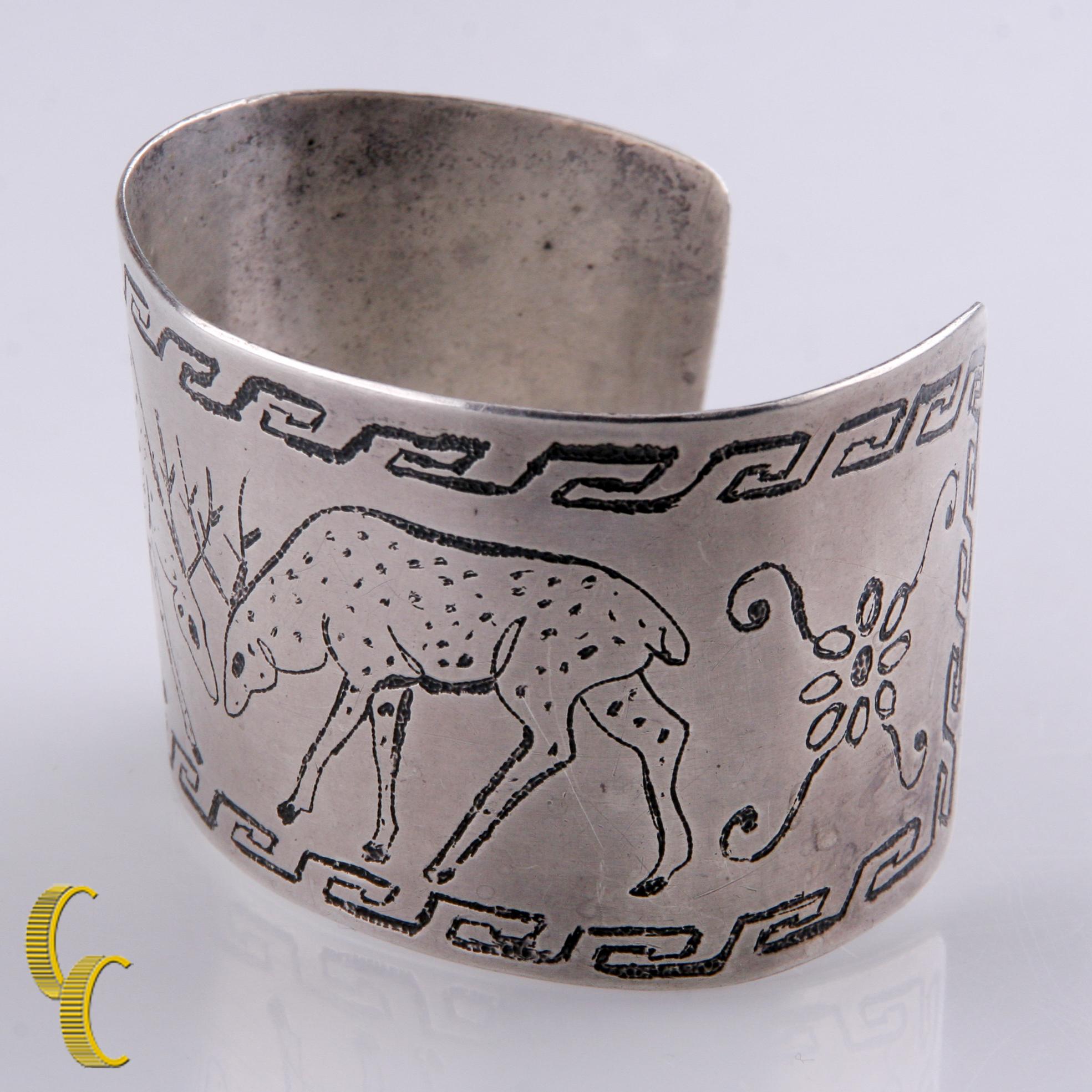 Bracciale con cervo in argento 925 di Joann Fritsch, misura 7 in vendita 1