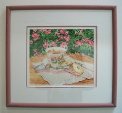 Joanne Heath-Menger, Afternoon Tea, Watercolor Painting, Canada, Circa 1980