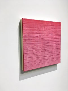 Road 192 en soie rose vif, grille de couleurs à l'encaustique, petite peinture carrée colorée