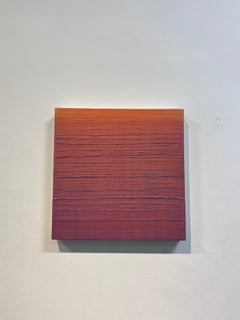 Peinture à l'encaustique carrée en soie Road 221, pêche, orange, rose et lilas