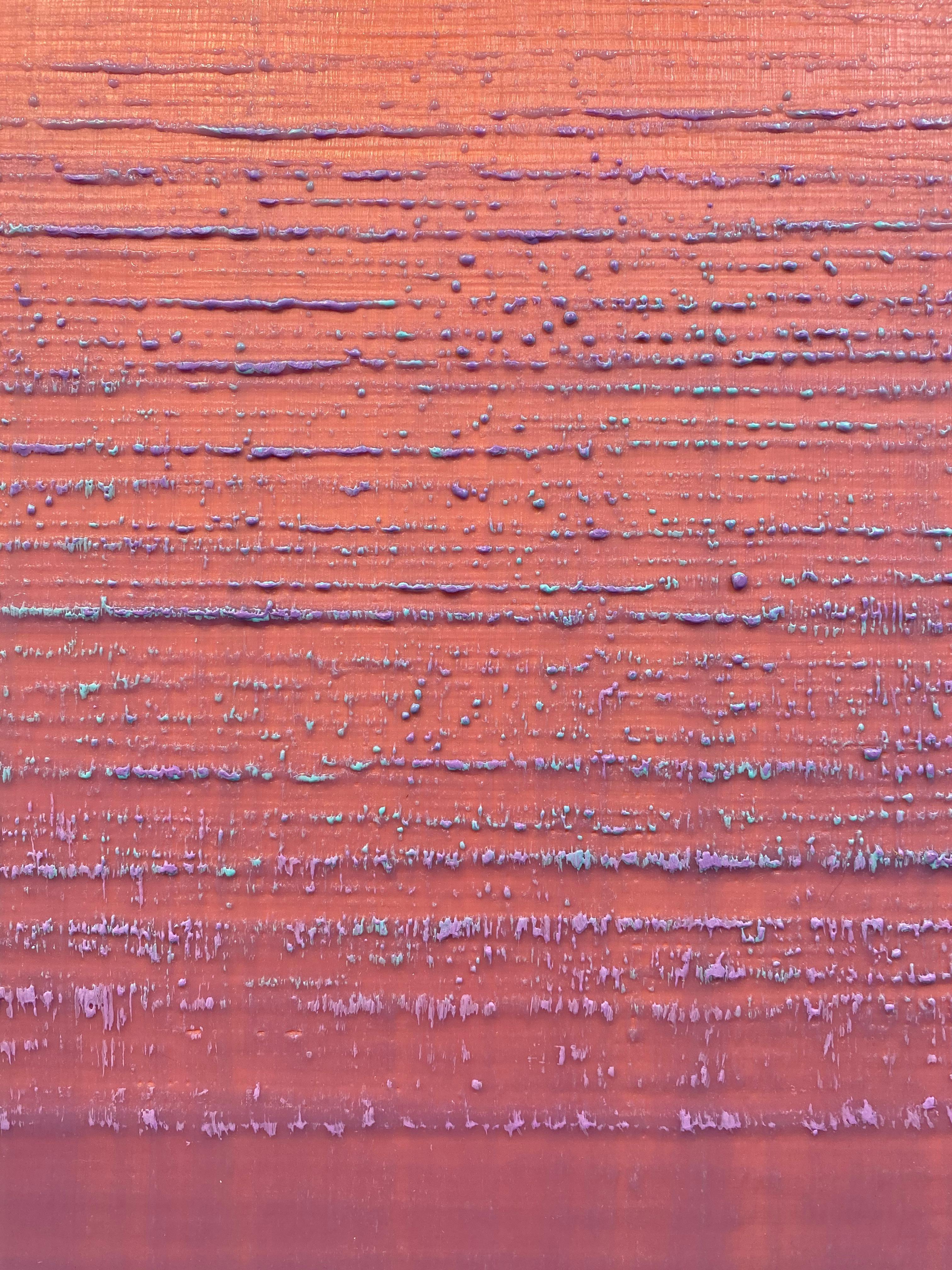 Ruta de la Seda 221, Melocotón, Naranja, Rosa, Lila Pintura Encáustica Cuadrada de Campo de Color en venta 2