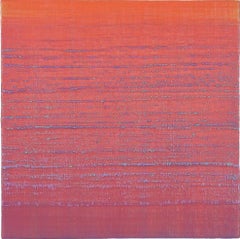 Seidenstraße 221, Pfirsich, Orange, Rosa, Flieder Quadratisches Farbfeld-Enkaustik-Gemälde