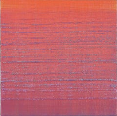 Ruta de la Seda 221, Melocotón, Naranja, Rosa, Lila Pintura Encáustica Cuadrada de Campo de Color