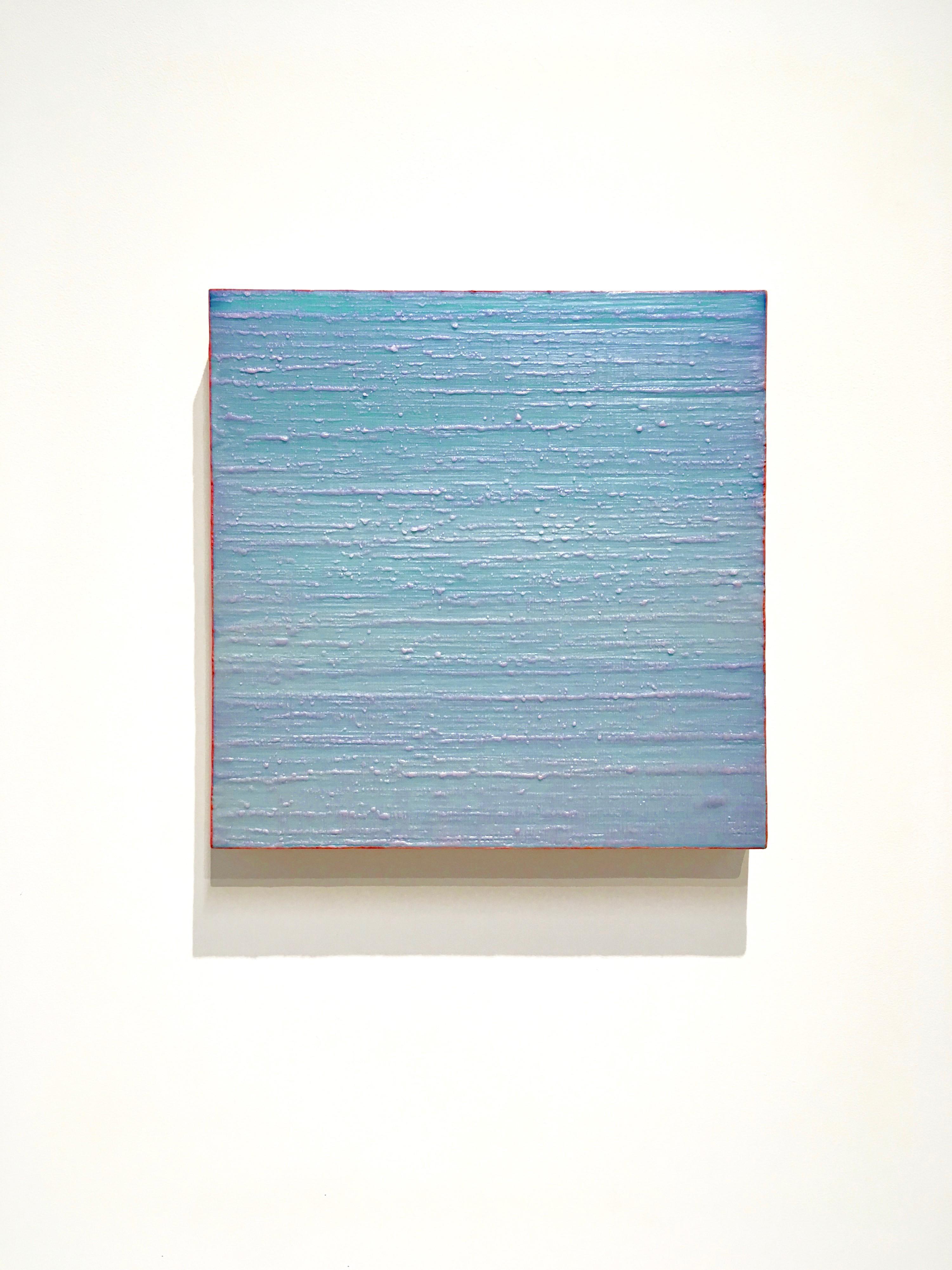 Route de la soie 223 - Peinture à l'encaustique bleu poudre clair rose corail, 2014. - Contemporain Painting par Joanne Mattera