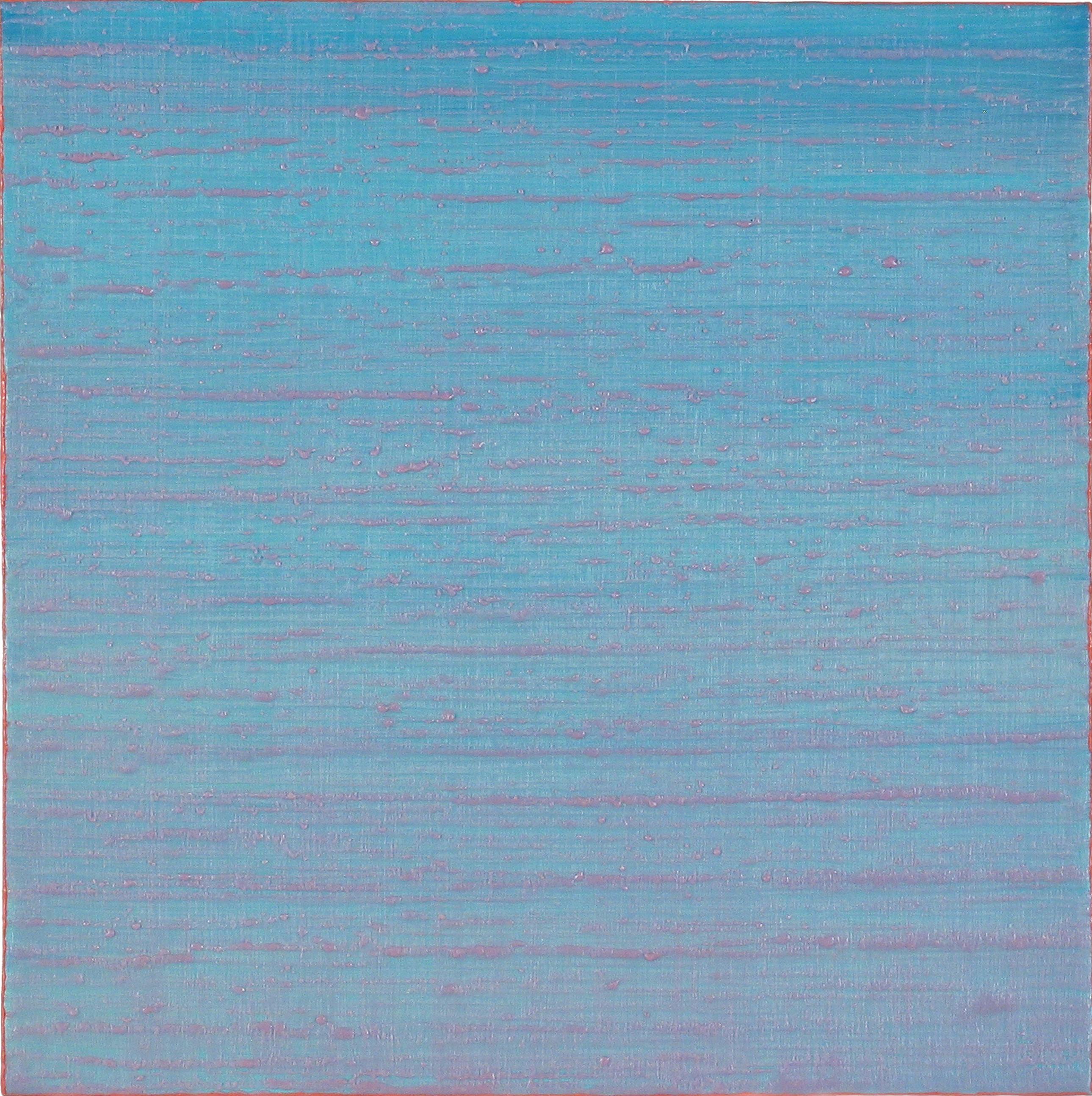 Route de la soie 223 - Peinture à l'encaustique bleu poudre clair rose corail, 2014. - Painting de Joanne Mattera