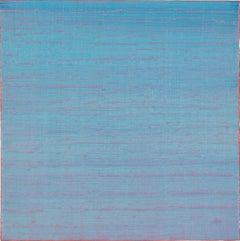Silk Road 223 - Light Powder Blue Coral Pink Encaustic Painting, 2014