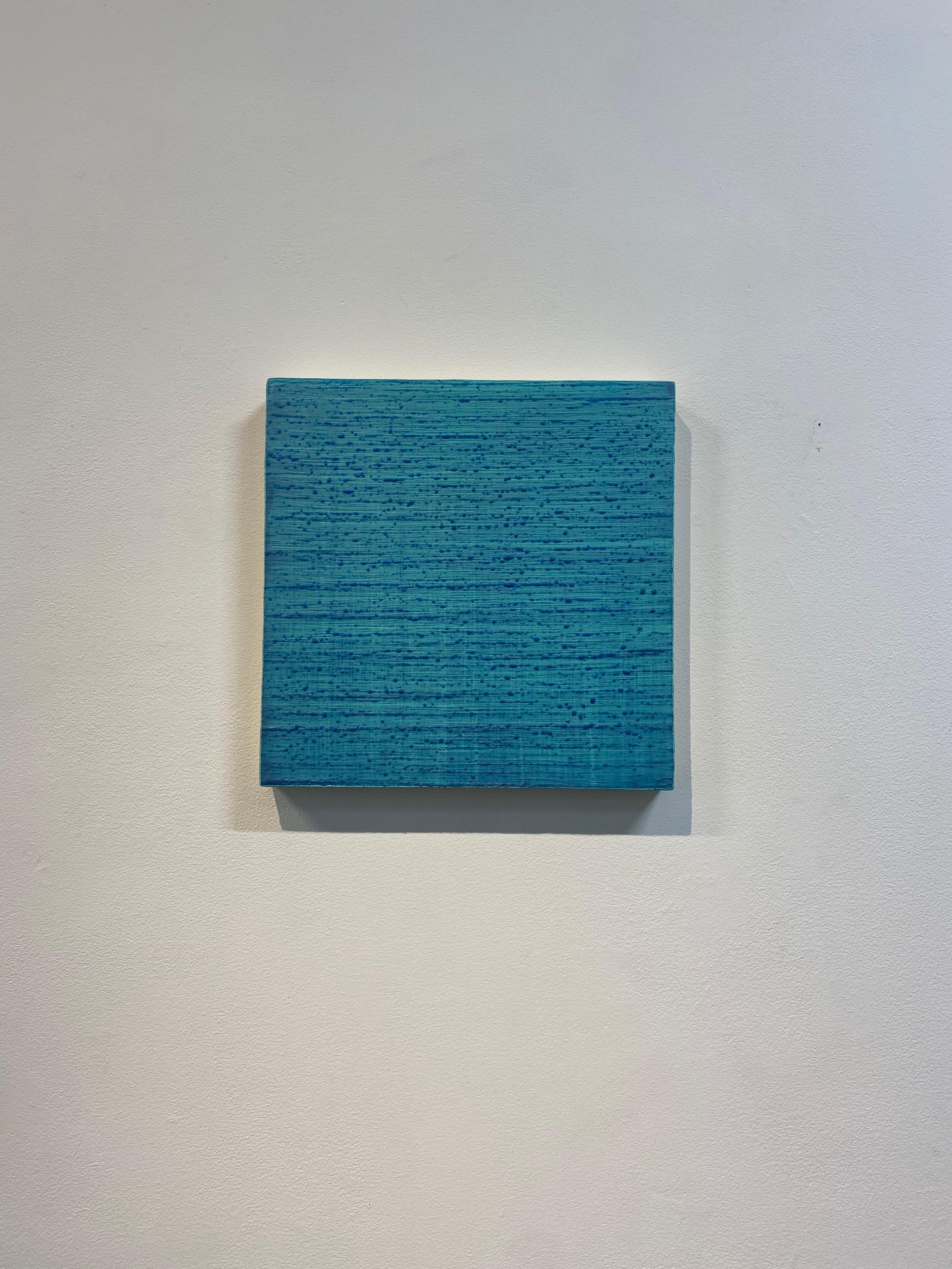 Via della Seta 247 Pittura astratta ad encausto Turchese Blu cielo - Painting di Joanne Mattera