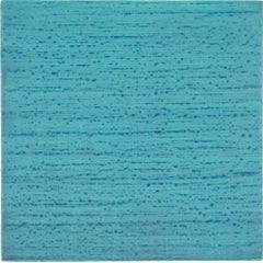 Silk Road 247, Square Color Field Encaustic Painting, Turquoise Blue