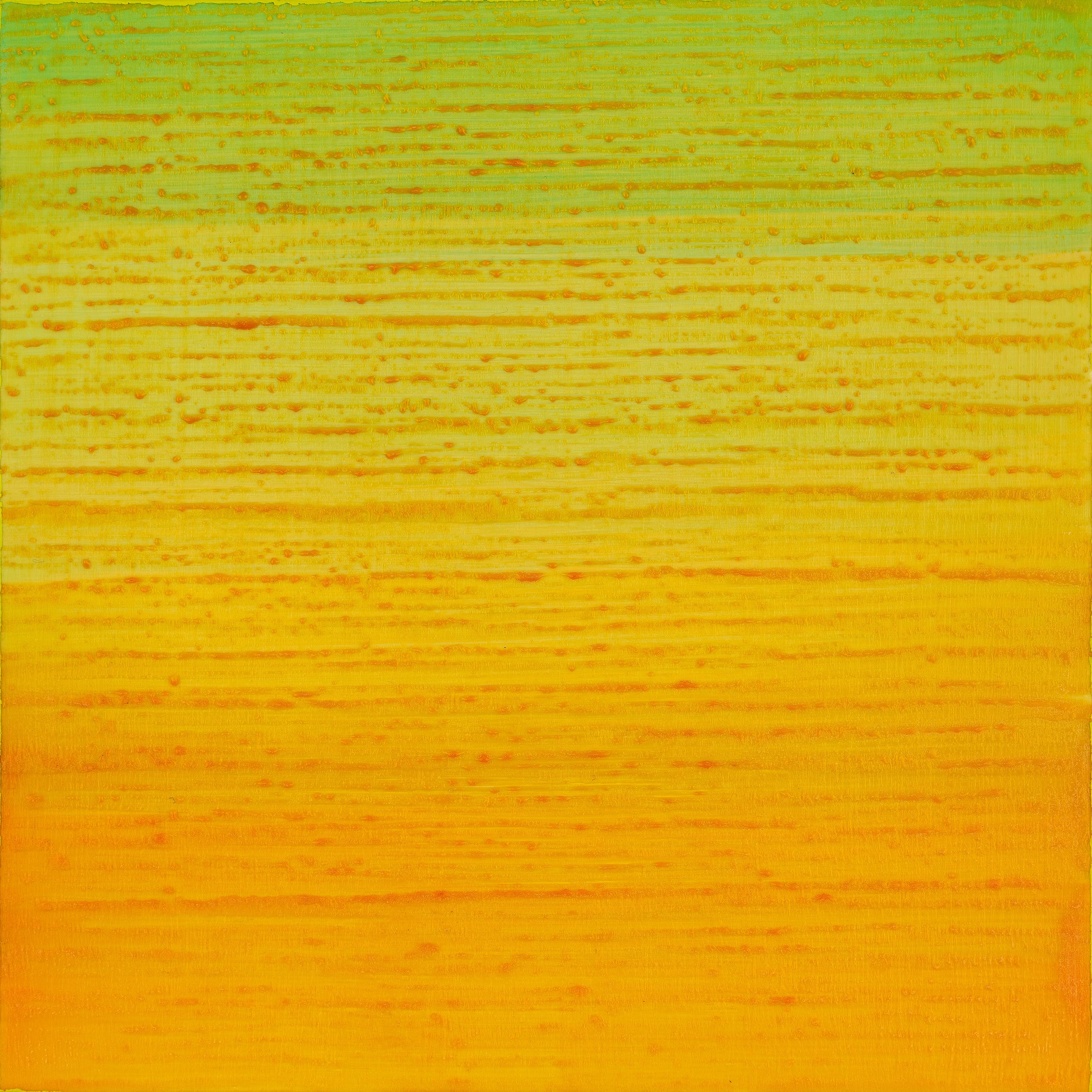 Silk Road 252 - Encaustic Color Field Painting Lime Green Yellow Orange, 2015